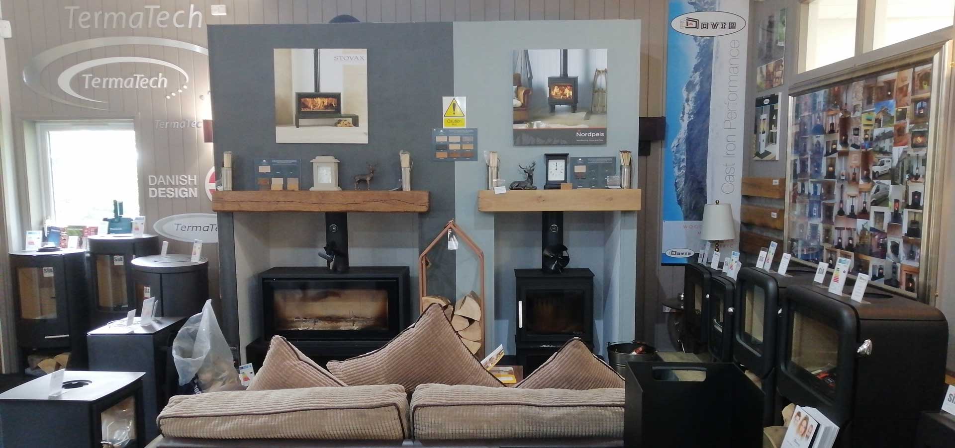 Stoves on display at Log Burners Direct