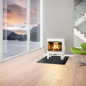 Jotul F305 Woodburner In White Enamel With Short Legs
