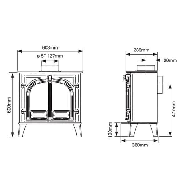 Stockton 5 Wide Multifuel Dimensions