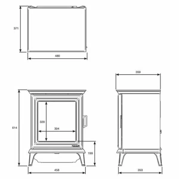 Gazco Sheraton 5 Electric Dimensions