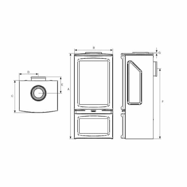 Gazco Vogue Midi T (3 sided) BalancedConventional Flue GasLPG