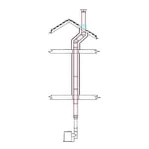 Internal House Twin Wall Rear Exit Chimney Flue System-5inch Stainless Steel-Schiedel ICID-for Stoves with a 5inch Outlet