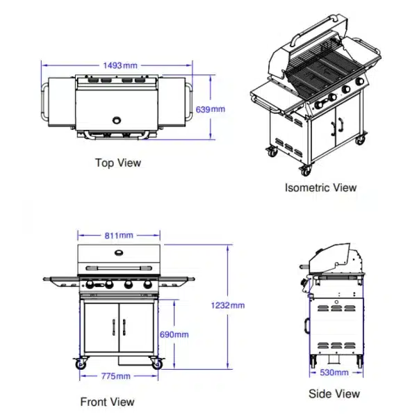 Bull Lonestar 80cm grill cart
