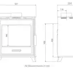 Pevex Bucklesham 40 FS Freestanding Multifuel Stove Dimensions