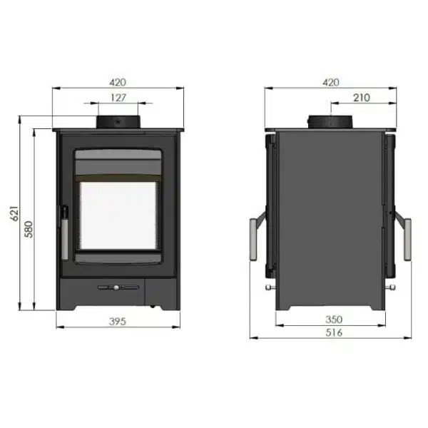 Parkray Aspect 4 Double Sided Woodburning Stove - Image 8