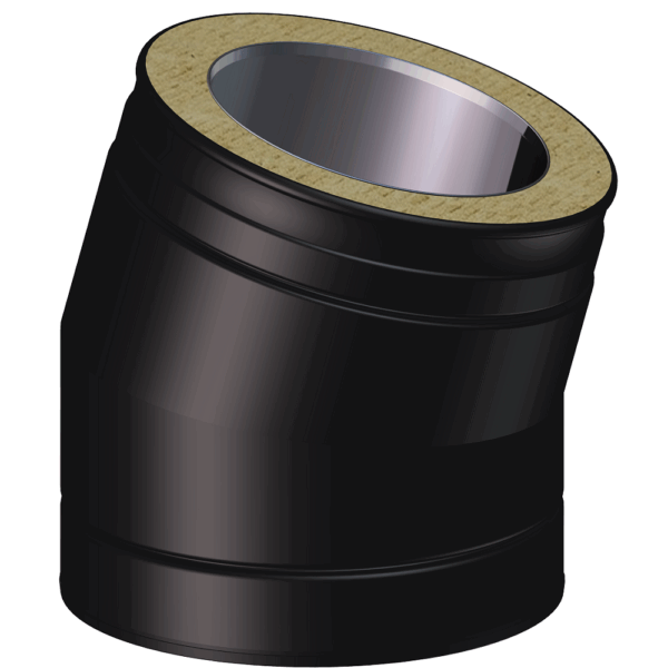 Dinak DW Design 6" (150mm) Black 15 Degree Elbow