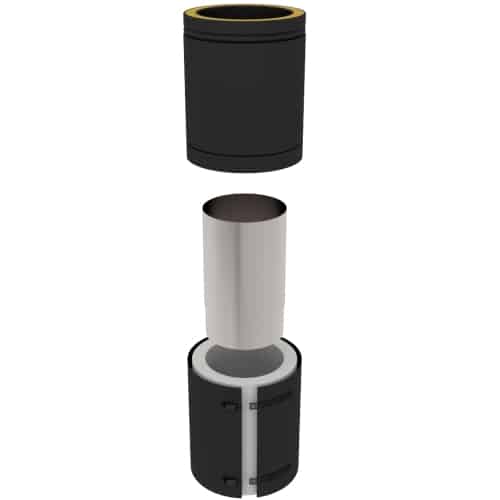 TW Pro Matt Black 6" (150mm) Adjustable Connecting Pipe 250mm