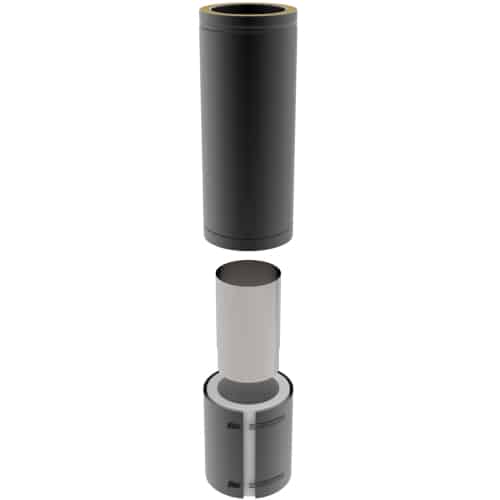 TW Pro Matt Black 6" (150mm) Adjustable Connecting Pipe 500mm