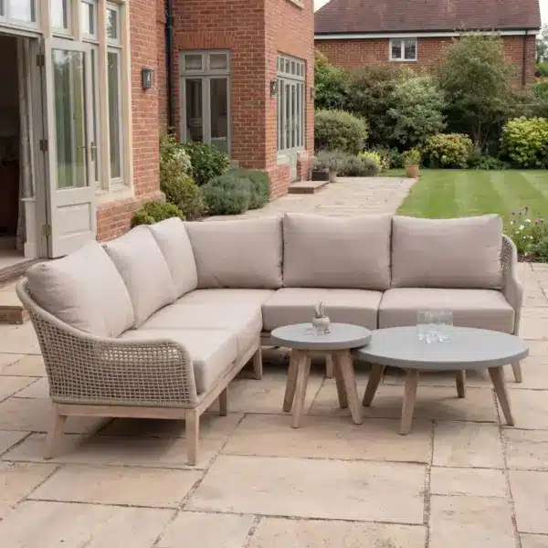 Nova - Summer Corner Sofa Lounging Set with Round Coffee Table & Side Table