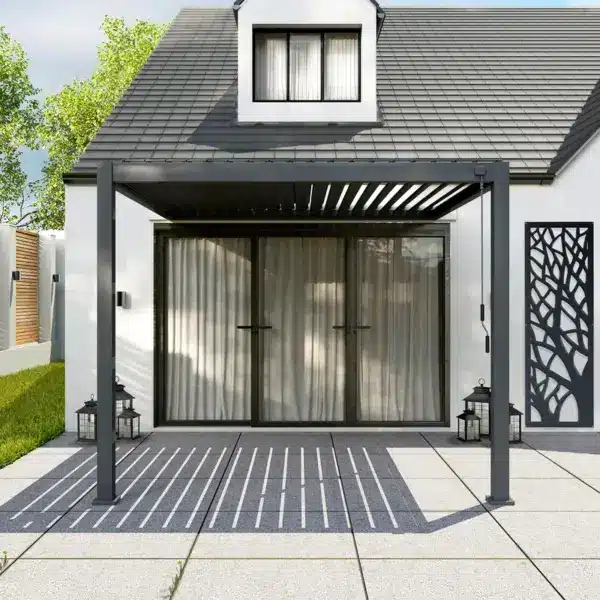 Nova - Titan Aluminium Wall Mounted Pergola - 3m Square - Grey