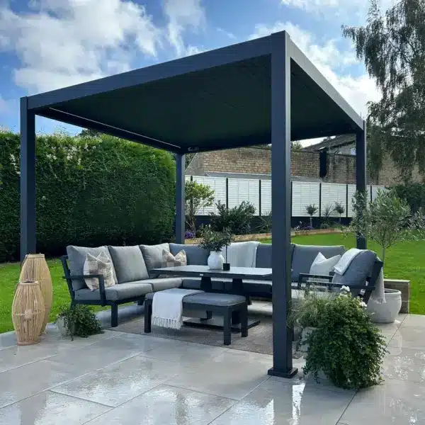 Nova - Titan LED Freestanding Aluminium Pergola - 3m x 3m Square - Grey