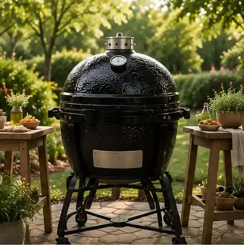 Ceramic barbecue grill in a garden