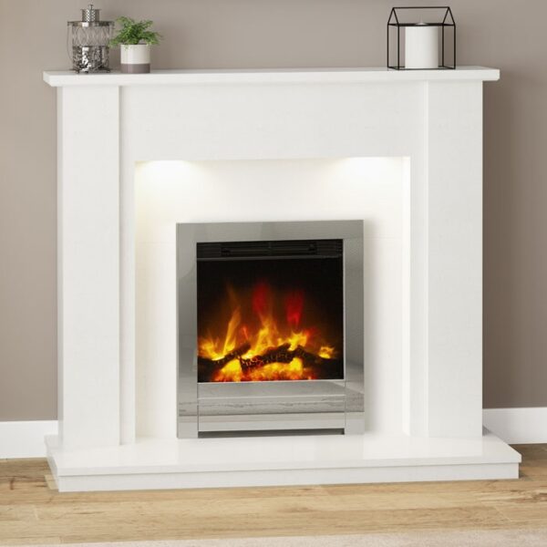 Flare Elda 48" Marble Electric Fireplace Suite