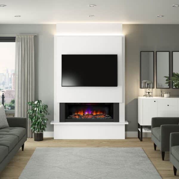 Flare Oxton 63" Timber Electric Fireplace Suite