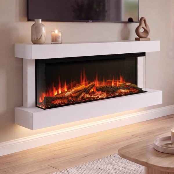 Onyx Turin 120 Electric Fireplace Suite With Avita 120RW 3 Sided Fire