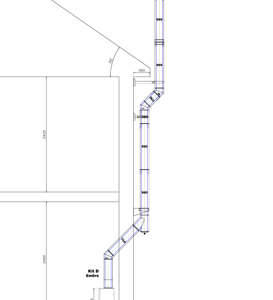 Scheidel ICID 5 Inch (125mm) Black Twin Wall Complete Kit D - House External Side
